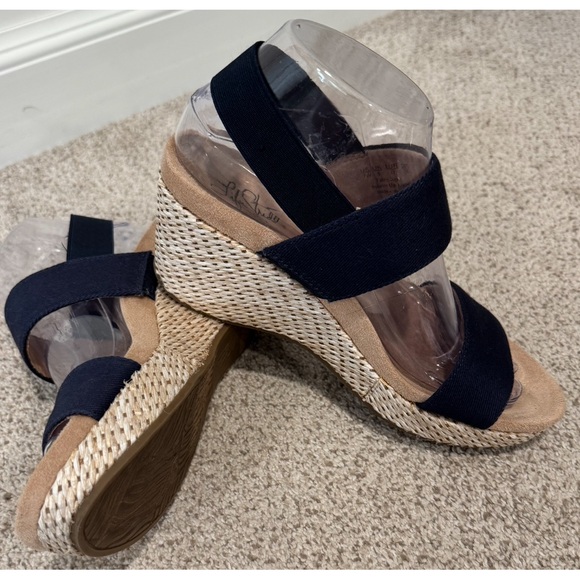 Life Stride Womens Delta Slingback Espadrille Ankle Strap Wedge Sandals in Navy - Picture 6 of 10